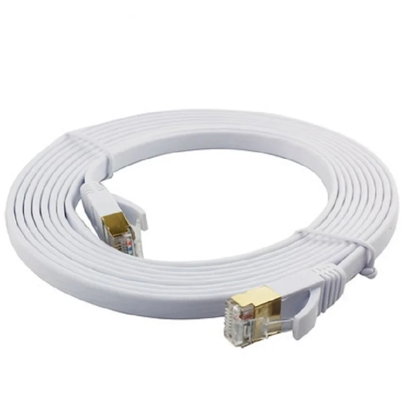 50 шт./лот золотого цвета 0,5 м1 м 1,5 м2 м CAT7 RJ45 патч плоский сетевой кабель Ethernet LAN для переключателя маршрутизатора позолоченный