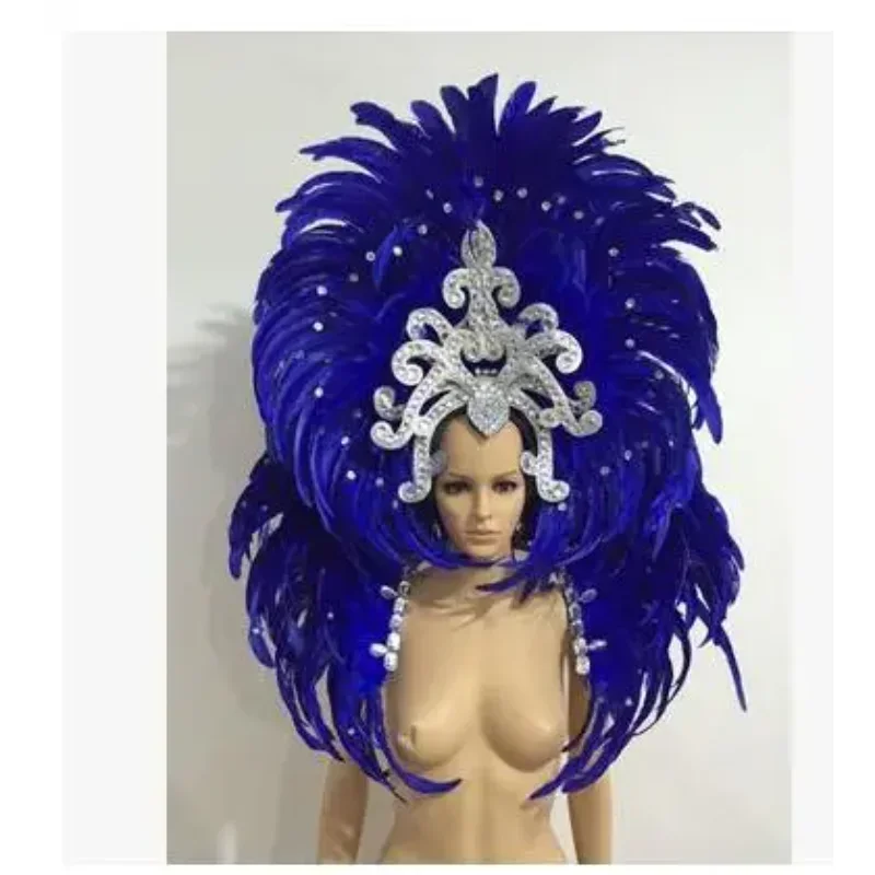 Фото 2025  Exquisite Luxury Carnival Opening Dance Headwear Feather Hat Exaggerate Revel Show Stage Women №4