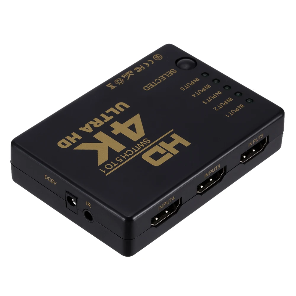 4K 5x1 HDMI-совместимый кабель-разветвитель HD 1080P Адаптер видеокоммутатора 5 в 1 Выходной порт-концентратор для Xbox PS4 DVD HDTV ПК Ноутбук ТВ (art.: 3920c9fba3318) - 3920c9fba3318