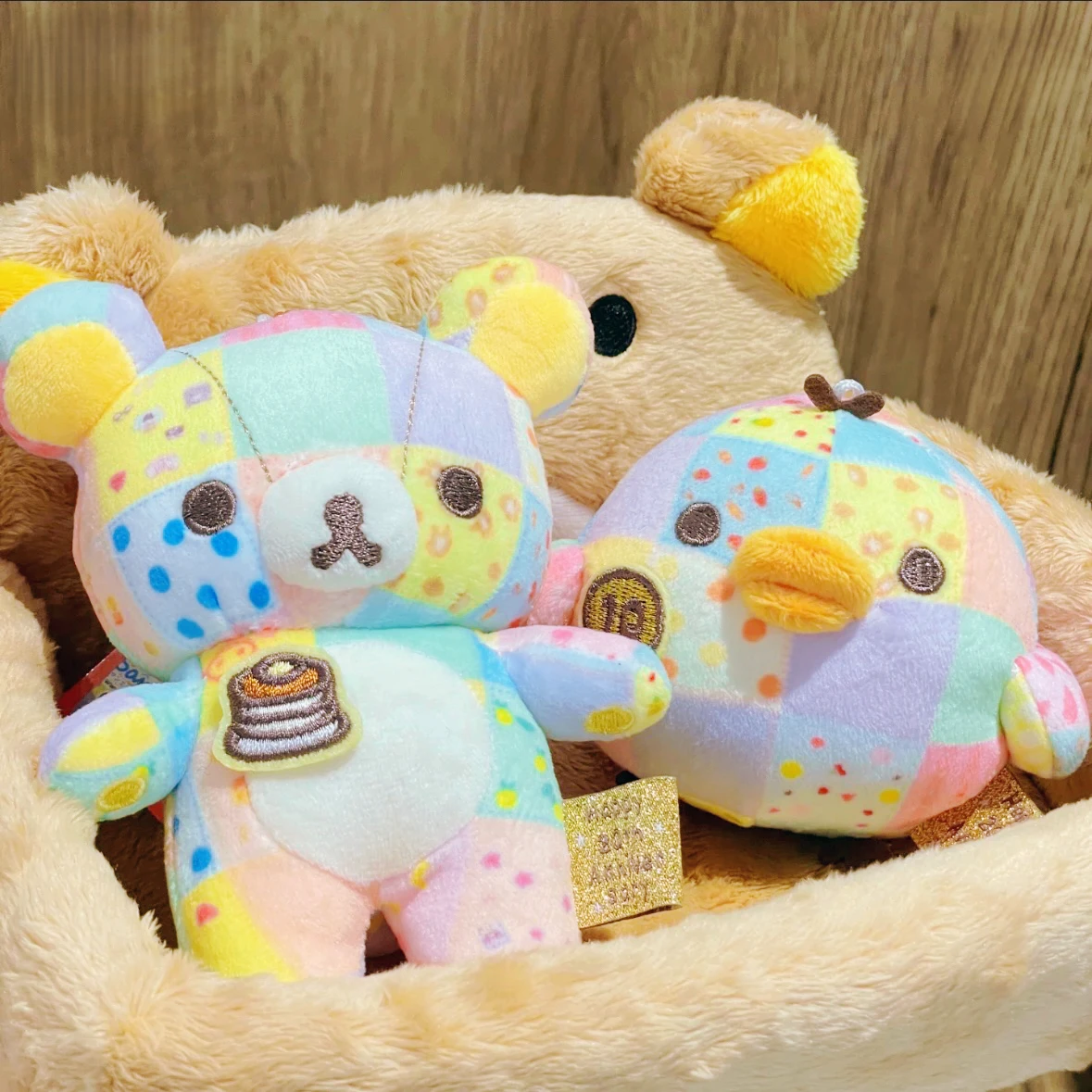 Kawaii 12 см Rilakkuma 20th Anniversary красочные лоскутные ограниченные плюшевые куклы брелок Kiiroitori рюкзак очаровательные праздничные подарки