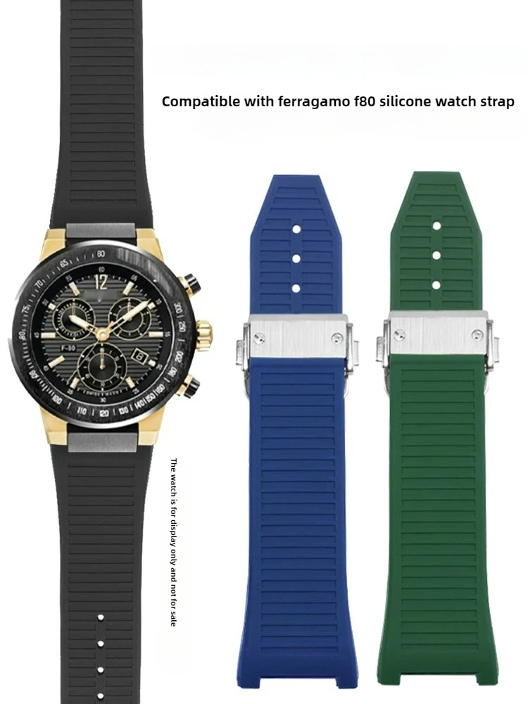 Подходит для спортивной серии Ferragamo с тремя глазами F80/F-80, водонепроницаемый мягкий резиновый силиконовый ремешок со складной пряжкой для часов