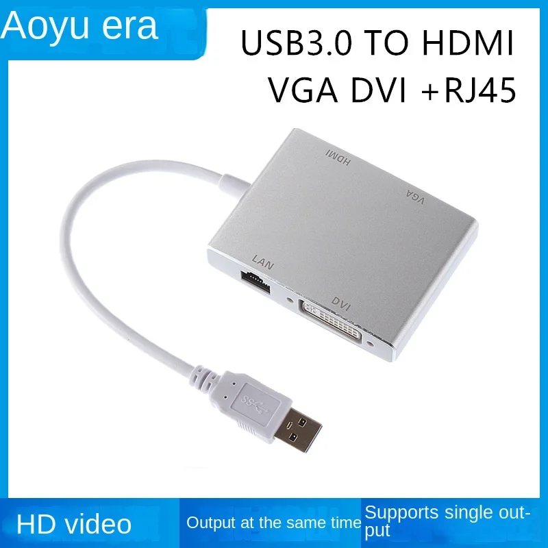 USB3.0-HDMI/VGA/DVI + RJ45 удлинитель-1080P адаптер для четырехъядерного дисплея