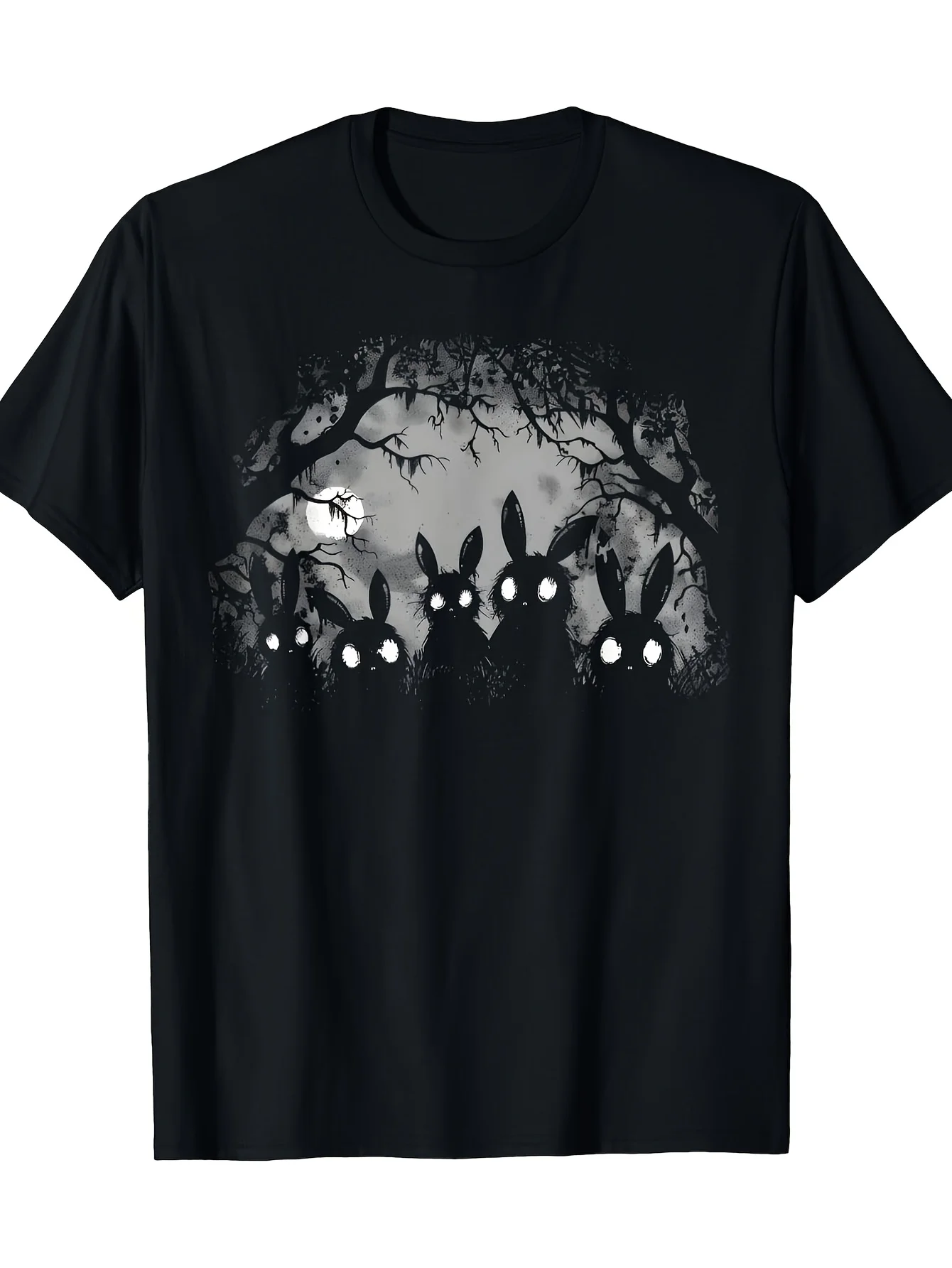 [Cotton Creepy Cute T-shirt] 100% Cotton Creepy Cute Bunny Rabbits T-shirt - Alt Goth Grunge Horror Aesthetic 220g