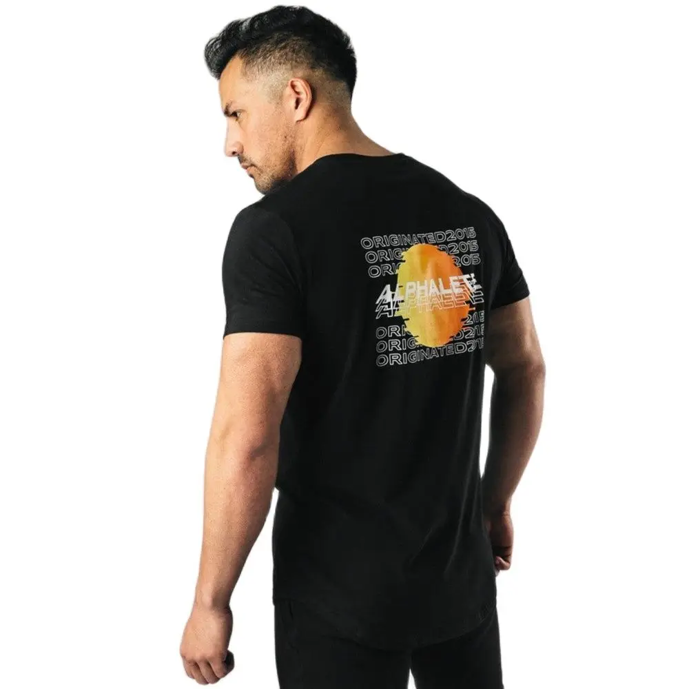 Kaus Gambar Cetak Kasual Hitam Kaus Lengan Pendek Olahraga Kebugaran Pria Kaus Ramping Olahraga Gym Atasan Pakaian Crossfit