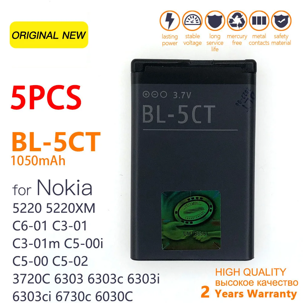 Фото 1050 мАч BL-5CT BL5CT BL 5CT аккумуляторные батареи для телефона Nokia 3720C 5220XM 6303C 6730C C5 C5-00 C6-01 6030C 6303i Batteria №2