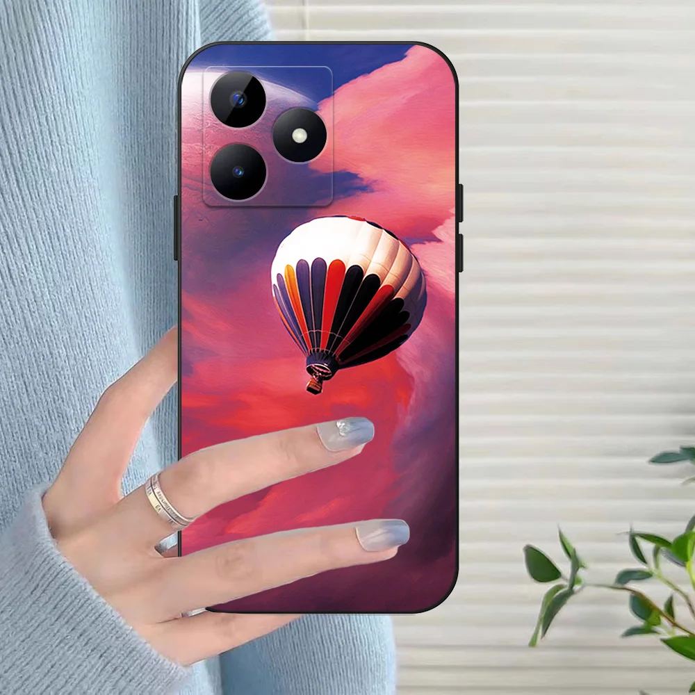 Фото Женская задняя крышка для телефона realme C53 C51, Защитная мягкая силиконовая Черная задняя крышка из ТПУ с интересным дизайном №2