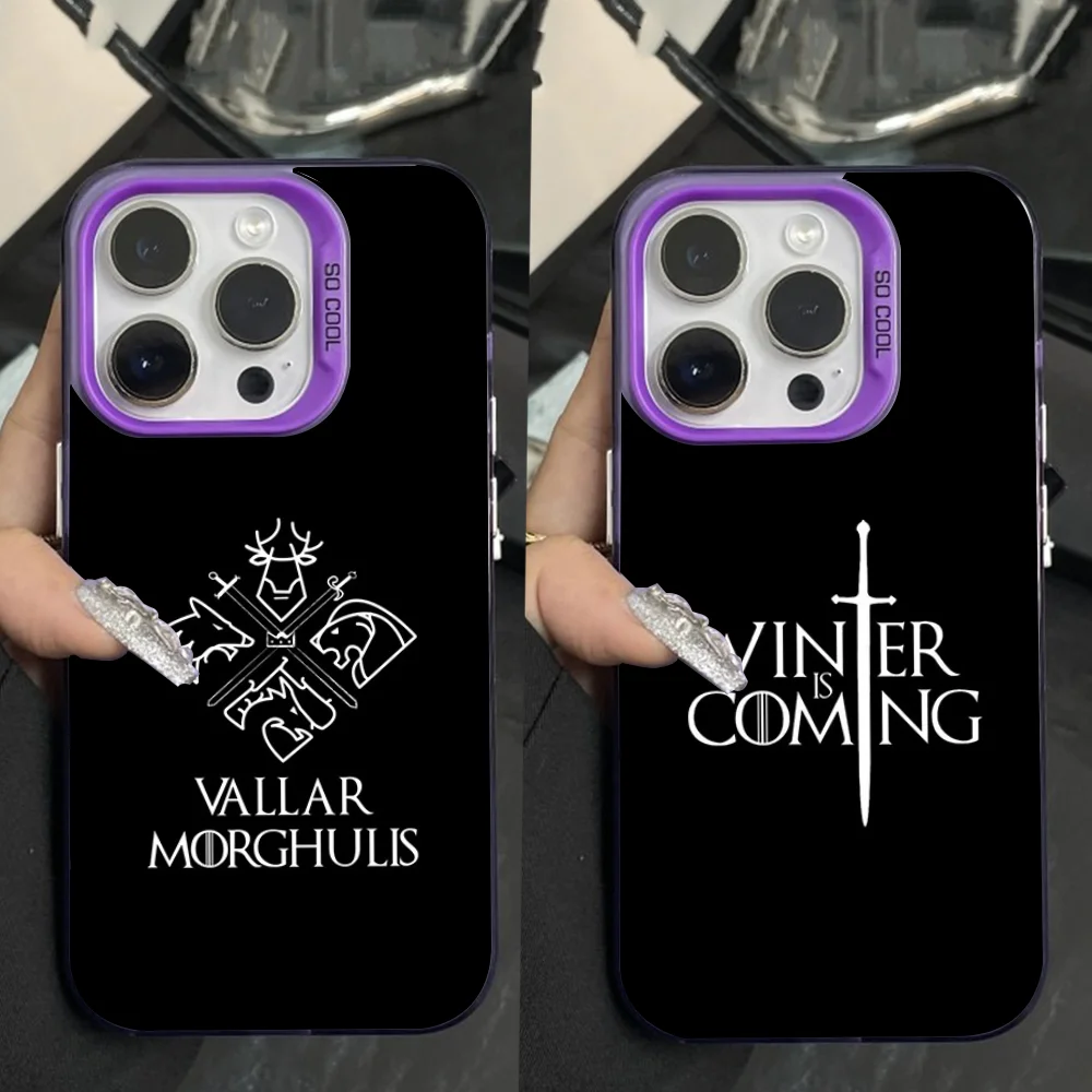 Чехол для телефона Valar Morghulis Icon для iPhone 16,15,14,13,12,11, Pro, Max, Plus, Mini, XS, фиолетовый матовый жесткий бампер с защитой от падения