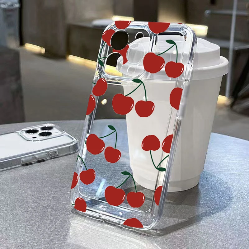 Прозрачный чехол из ТПУ с рисунком вишни для Xiaomi Redmi 12 13 13C Redmi Note 13 12 Pro Plus 5G 12S 11S 11 10 S 10, мягкий чехол-бампер