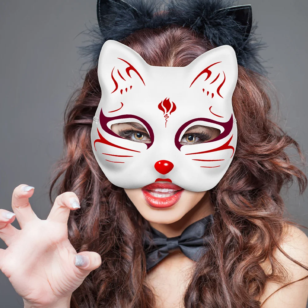 Blank Hand Drawn Mask White Cat Costume Accessory Masquerade Accessories Paper Masks Painted Animal (art.: 3920ca5adc929) - 3920ca5adc929