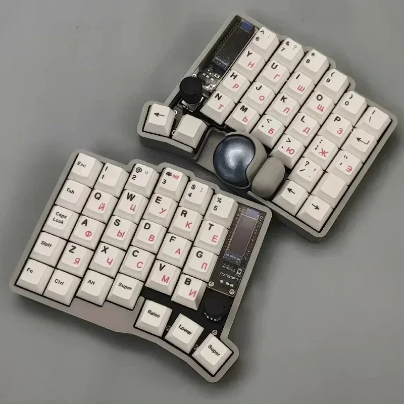Фото Комплект разделенной клавиатуры Trackball 39/47/59, ручка, программируемая опорная флакон, изготовленная на заказ проводная одномодовая клавиатура с возможностью горячей замены, трекбольная клавиатура №3