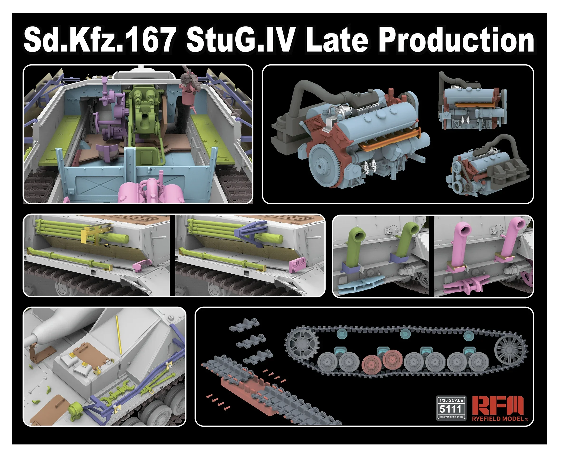Фото Модель Рэйфилда 1/35 своими руками     RM-5111 Sd. КФЗ.167 Сарг. IV Late Production с двигателем и подвижной гусеницей - Комплект масштабной модели №3
