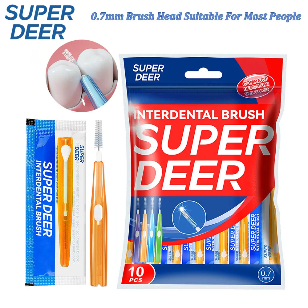 Выдвижная межзубная щетка Super Deer 0,7 мм с мягкой щетиной, межзубные зубные щетки для очистки между зубами для ортодонтии