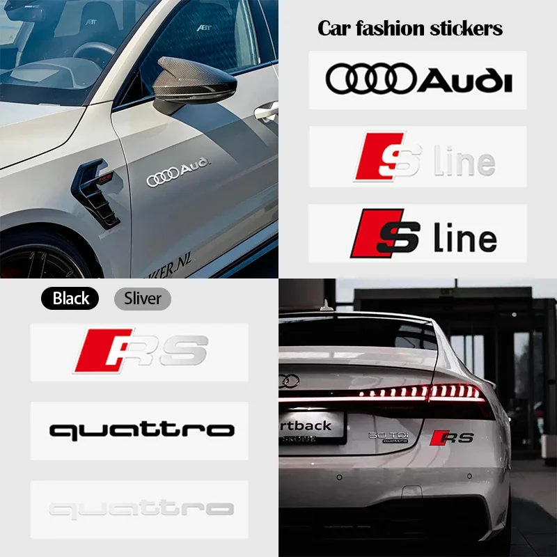 Для Audi RS S Line A3 A4 A5 A6 A7 Quattro Q2 Q3 Q5 Q7 2 шт. Автомобильный Стайлинг ПВХ Логотип Боковое Кузов Крыло Лобовое Стекло Багажник Бампер Наклейка
