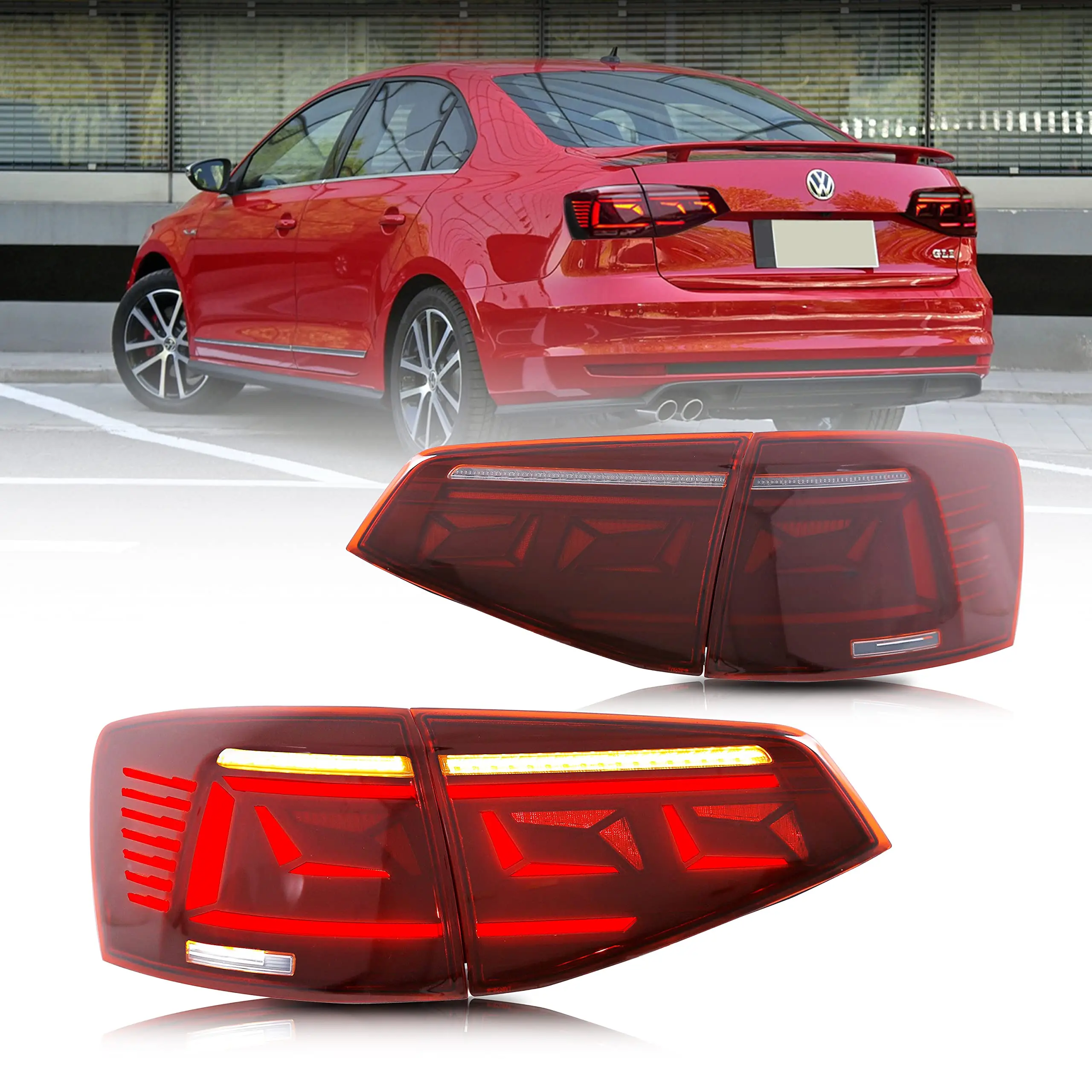 Светодиодные задние фонари для VW Volkswagen Jetta 2015 2016 2017 2018, последовательный индикатор, задние фонари в сборе, полный светодиод