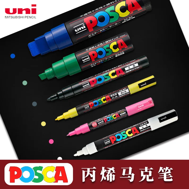 Новый маркер для рисования Uni Posca PC-3M с одной веткой, акриловая ручка для рисования на водной основе, ручки для граффити, школьные принадлежности для рукоделия