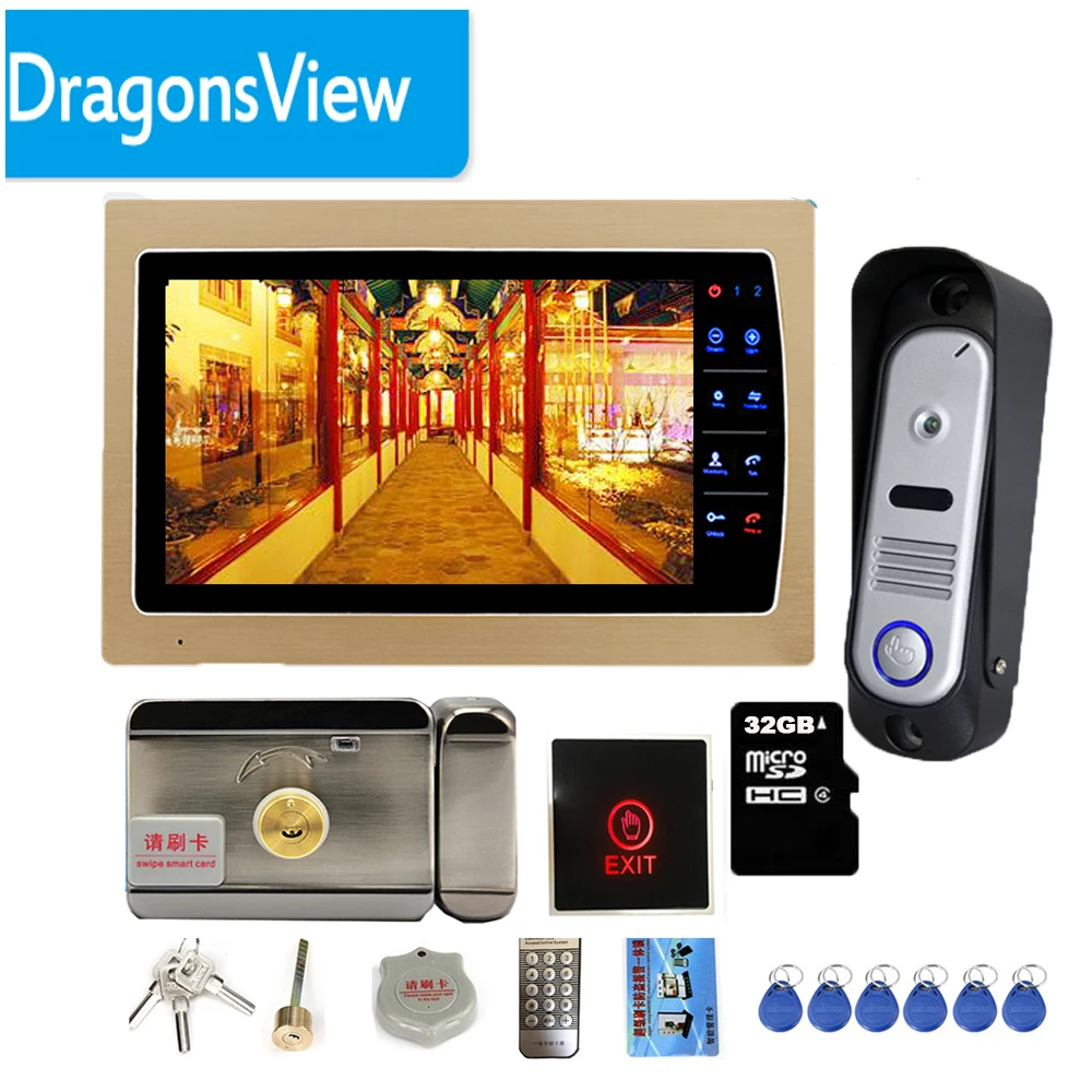 Видеодомофон Dragonsview 7 дюймов, домашняя система связи, запись с электронным замком, дверной звонок с камерой, разблокировка, разговор, ночь