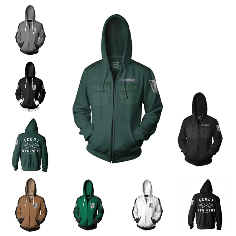 Фото New Anime Attack on Titan Hoodie Survey Corps Cosplay Costume 3D Print Casual Zipper Hooded Jacket Sweatshirt №1