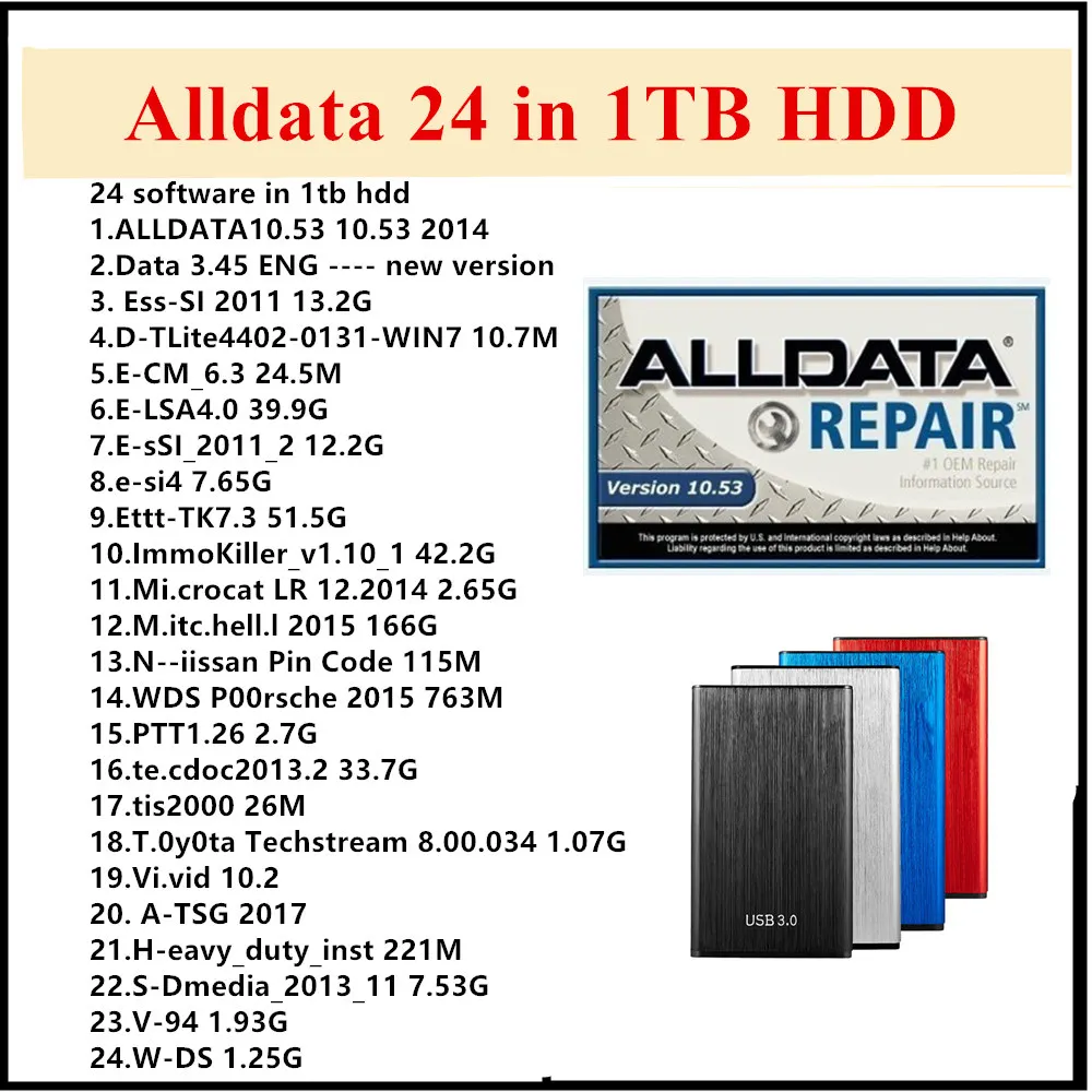 Все данные 1 Тб HDD Авто Alldata v10.53 и Mi.chell 2015 ATSG Vivid мастерская ElsaWin тяжелый грузовик Ремонт Программное обеспечение 24 В 1 Тб HDD