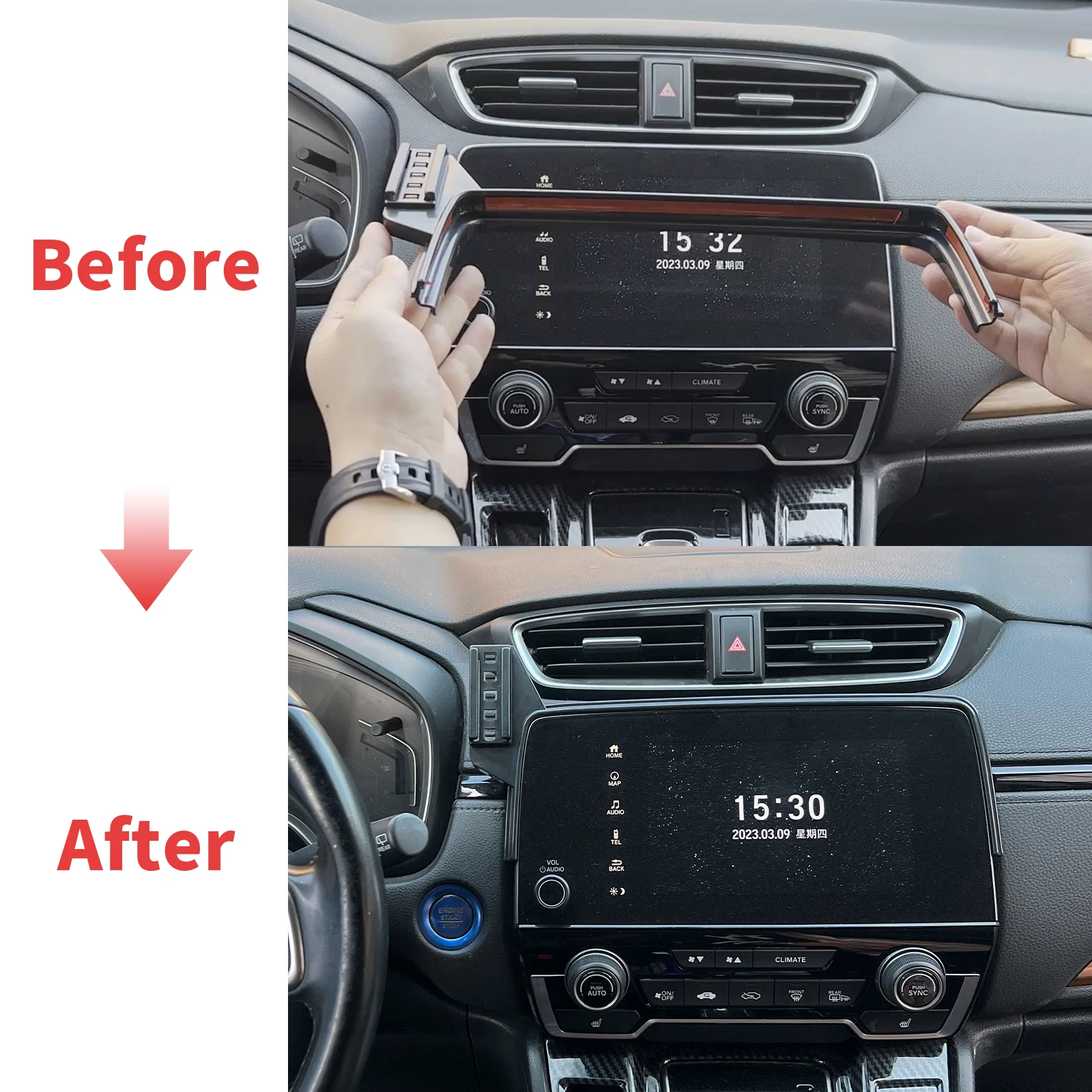 Фото Подходит для Honda CR-V 2017 2018 2019 2020 2021 2022 CRV RW RT, встроенное крепление для экрана, держатель для телефона, автомобильные аксессуары №2