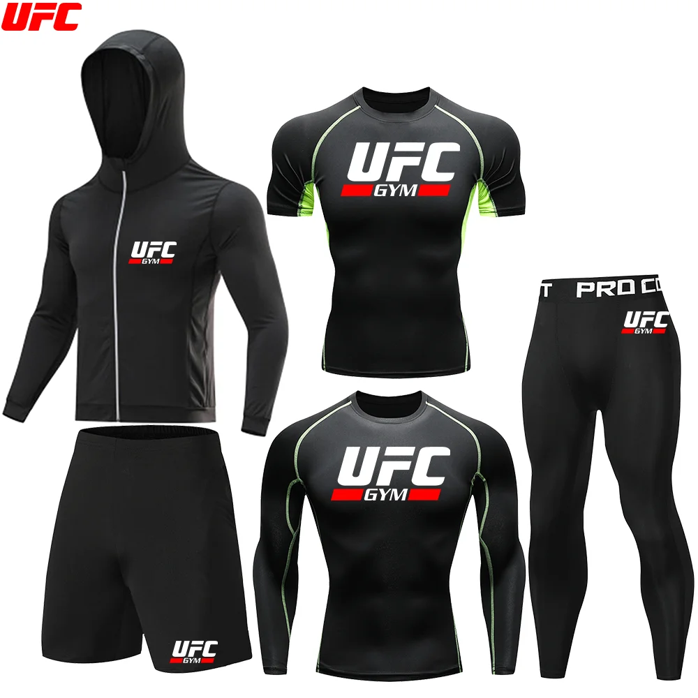Фото UFC Детское осеннее термобелье, комплект для бега на открытом воздухе, компрессионные леггинсы для бега в тренажерном зале для мальчиков, детские футбольные комплекты из 5 предметов №3