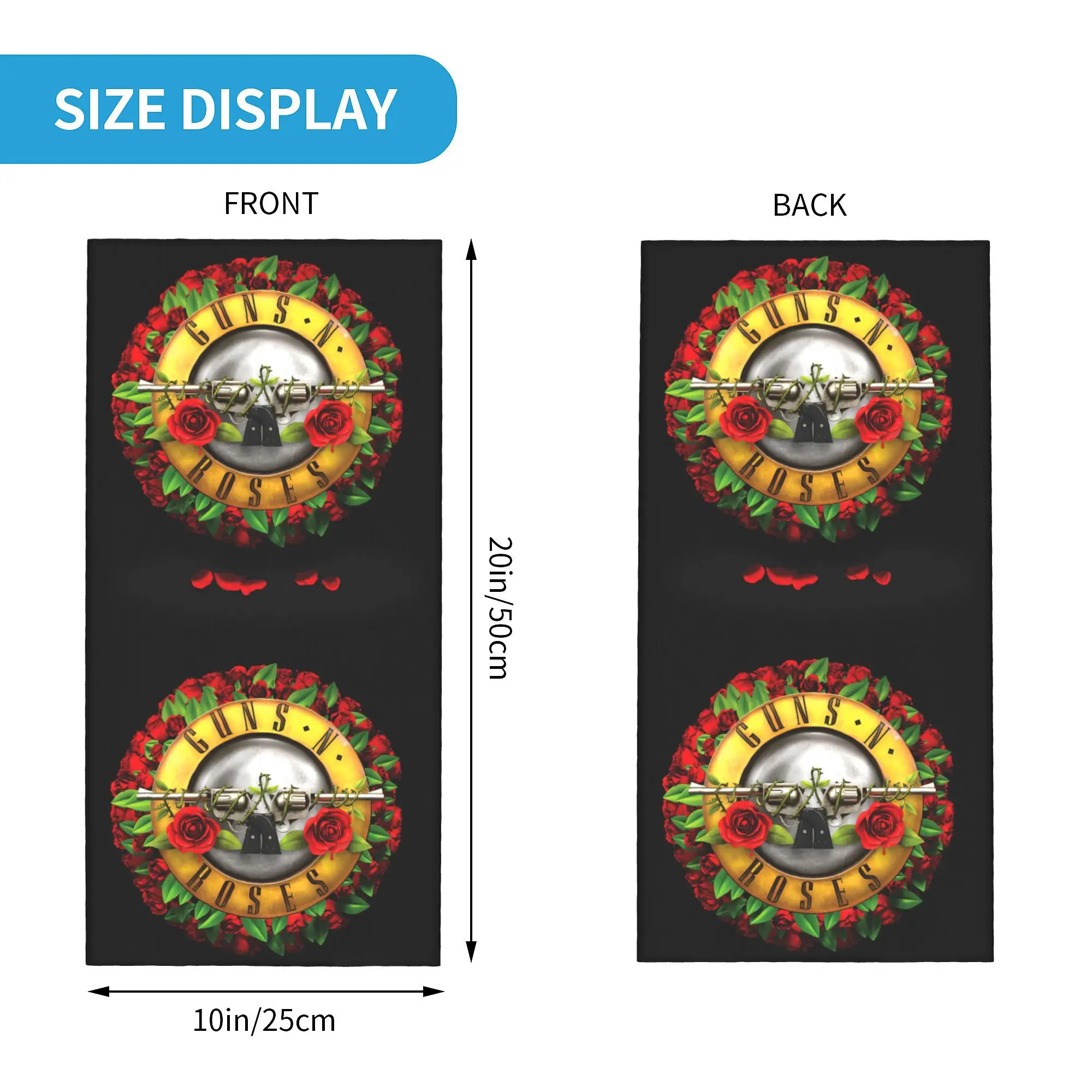 Фото Пользовательские Guns N Roses Bullet Logo Бандана Утеплитель для шеи Женщины Мужчины Зимний походный лыжный шарф Гетры Тяжелый металлический чехол для лица №2