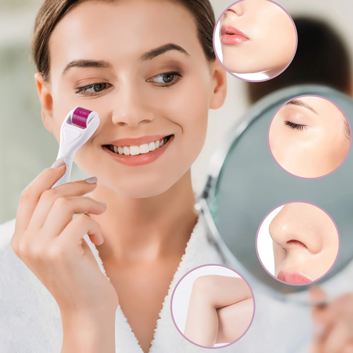 Фото Комплект Derma Roller 6 в 1 для лица и тела — микроигольный Dermaroller 0,25 мм и 0,3 мм с 5 сменными головками, футляром и дезинфекцией №5