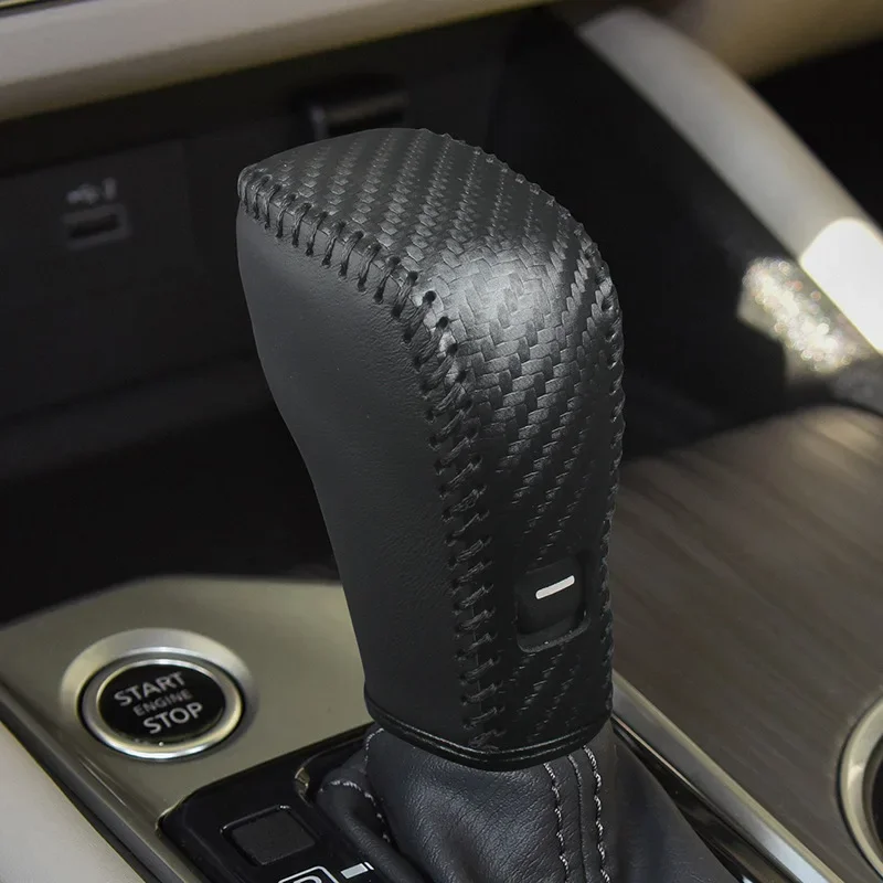 Фото Для Nissan Altima 14-го поколения SYLPHY кожаный чехол для автоматической шестерни, чехол для шестерни, кожа из углеродного волокна, доступные цвета №2
