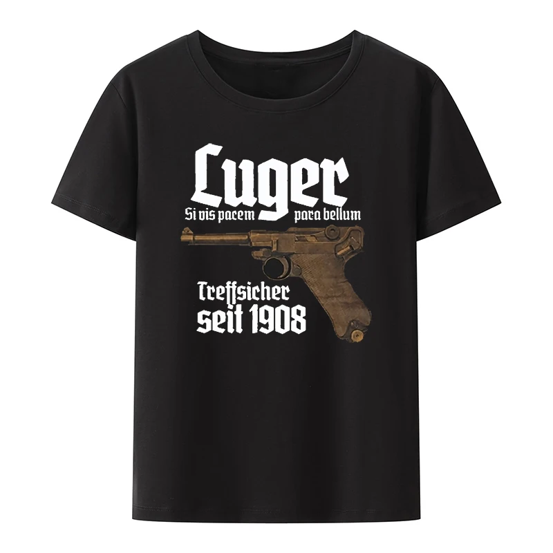 Фото Luger Премиум Футболка Pistole 08, Парабеллум, Selbstladepistole, deuлland одежда для мужчин и женщин Повседневная футболка Классическая уличная одежда №2