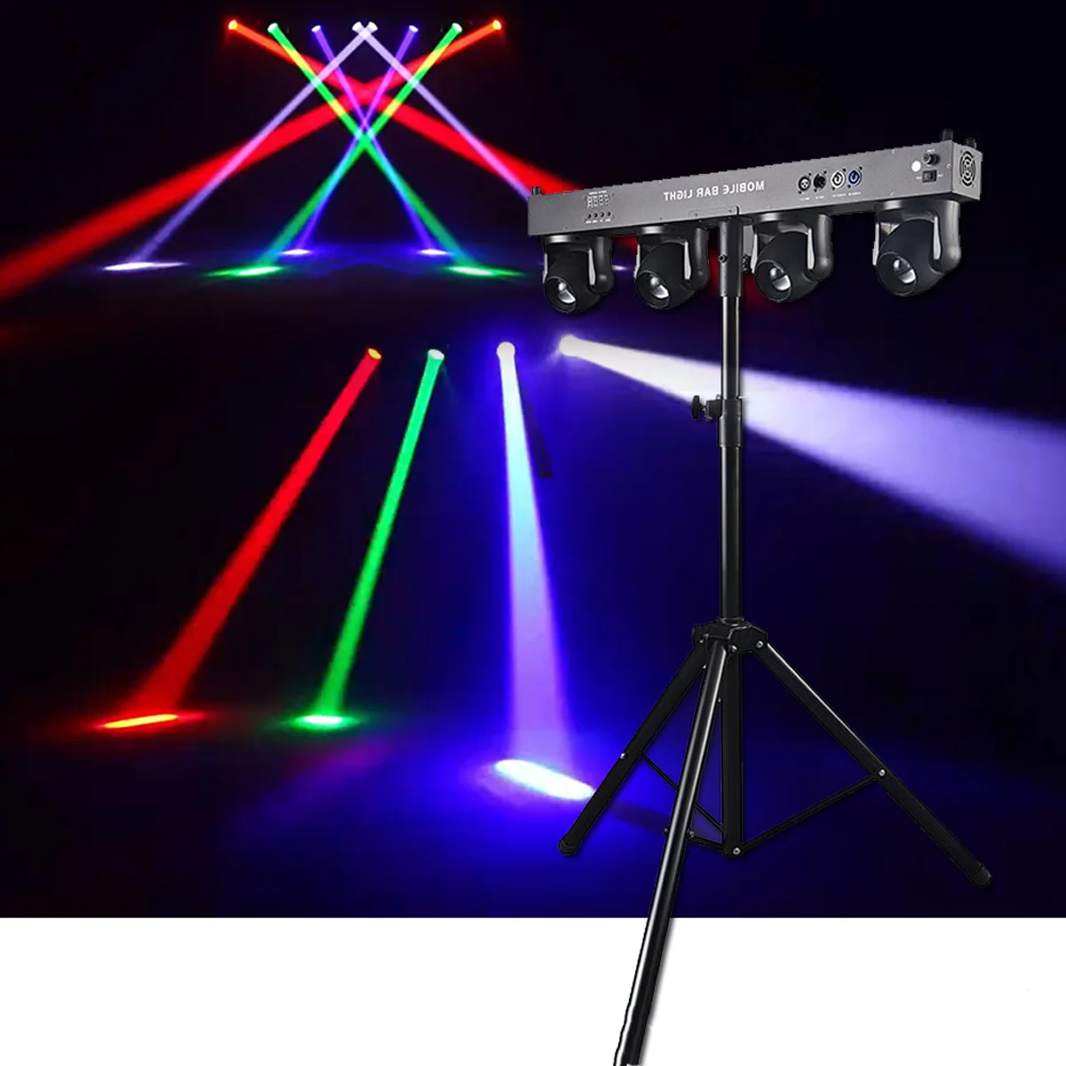 Фото 4 в 1 светодиодный RGB + 4x10 Вт белый стробоскоп DJ свет с кронштейном дискотека независимый луч управления движущийся сценический светильник движущаяся головка №4