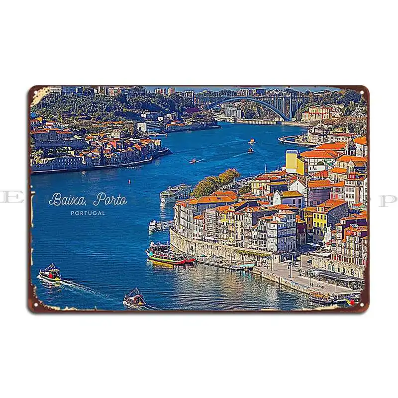 Металлическая вывеска Baixa Porto Португалии для гостиной, индивидуальная кухонная печать, настенная жестяная вывеска для паба, плакат