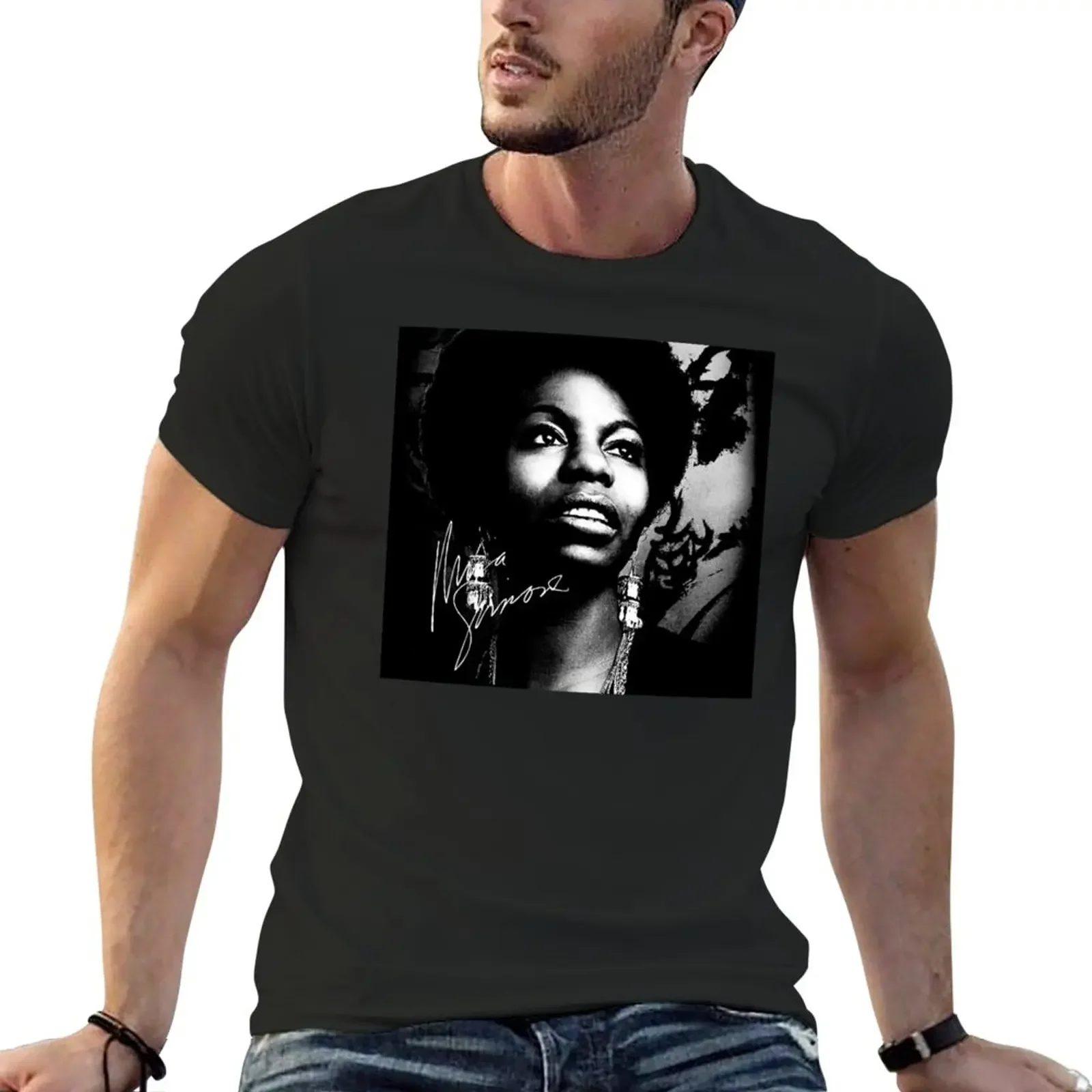 Новая футболка Nina Simone, забавные футболки, мужская одежда в стиле аниме