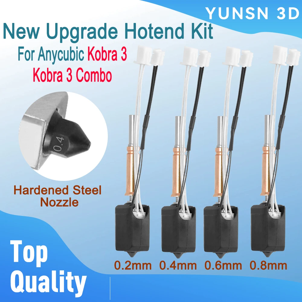 Для Anycubic Kobra 3, комплект Hotend, обновление Hot End 0,2 0,4 0,6 0,8, сопла из закаленной стали, термистор, детали 3D-принтера для Kobra 3