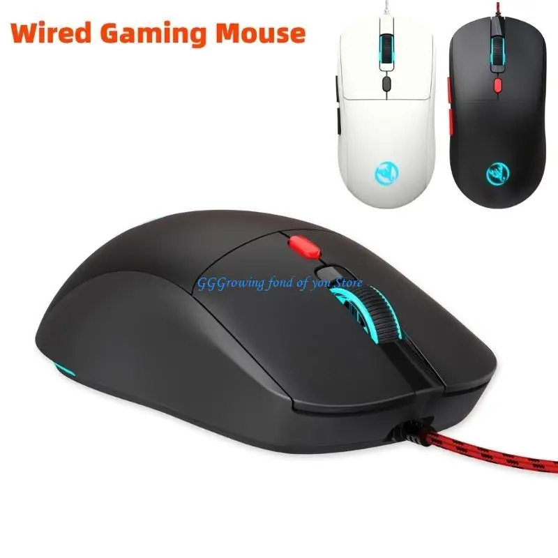 H9EB High Perpise Optical Wire Ergonomic Ergonomic USB -мышь с 6buttons для PC Laptop Plugs & Play 800/1600/2400/3600DPI