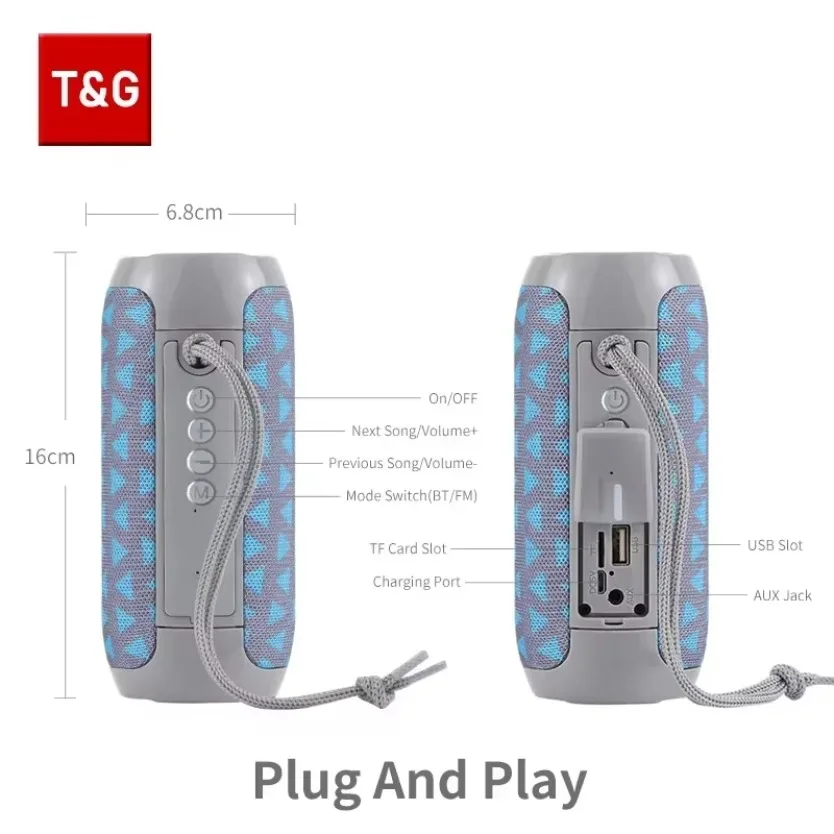 Фото Pop Pop TG117 Портативный Bluetooth-динамик TWS Беспроводная двойная басовая уличная колонка Бумбокс FM AUX TF Карта Музыкальный плеер для кемпинга R №5