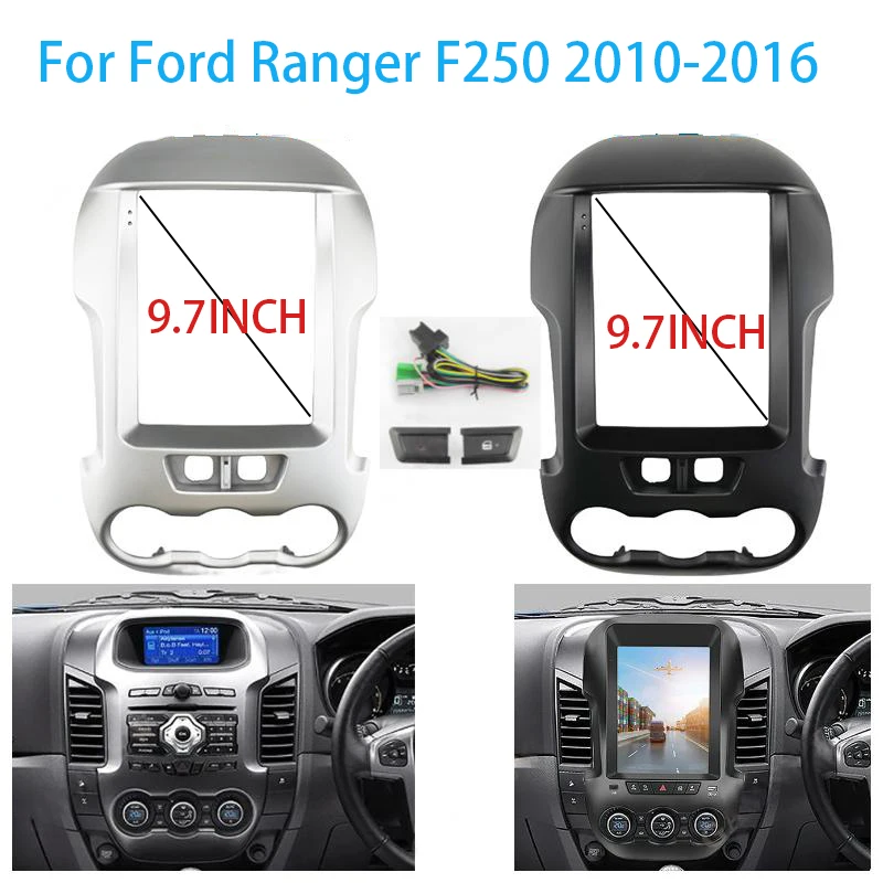 9,7-дюймовый 2-диночный автомобильный радиоприемник для Ford Ranger F250 2010-2016, мультимедийная рамка, видеоплеер, навигационная панель DVD, отделка