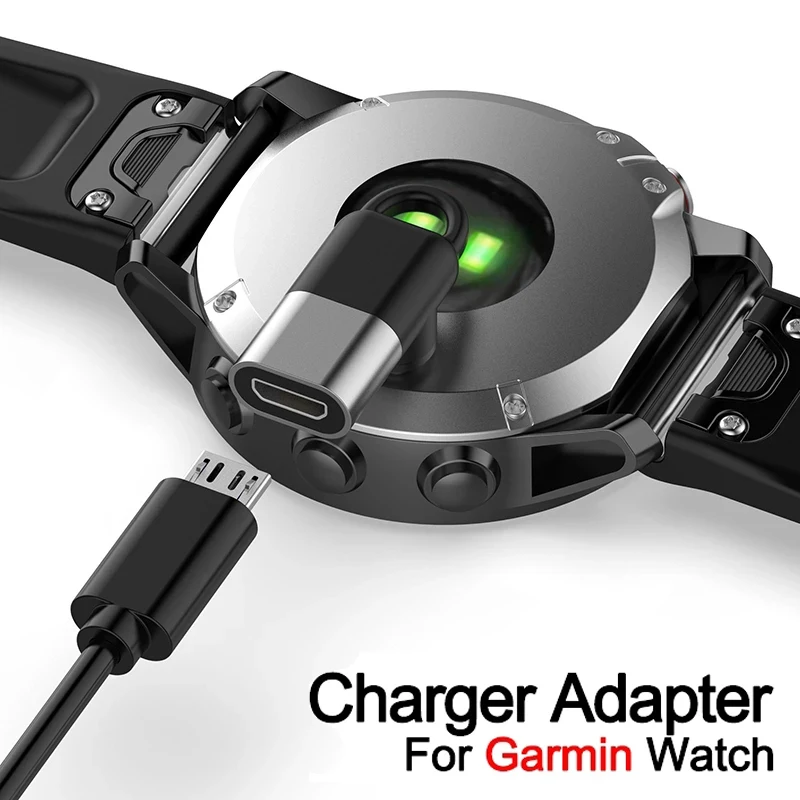 Фото Зарядное устройство Type C/Micro USB/IOS адаптер для Garmin Fenix 7 7S 7X 6 6S 6X 5 5S 5X Forerunner 245/945/55/45 конвертер для зарядки часов №1