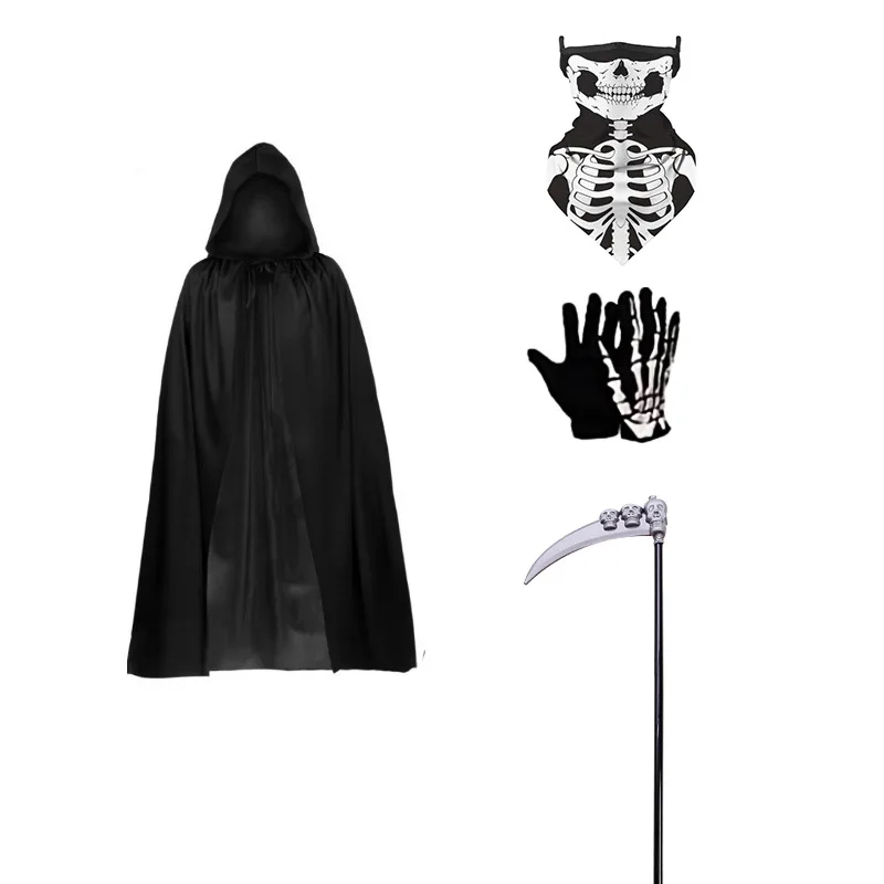 2023 модная черная накидка Grim Reaper, женский косплей, комплект аксессуаров для косплея, костюм на Хэллоуин, комплект реквизита