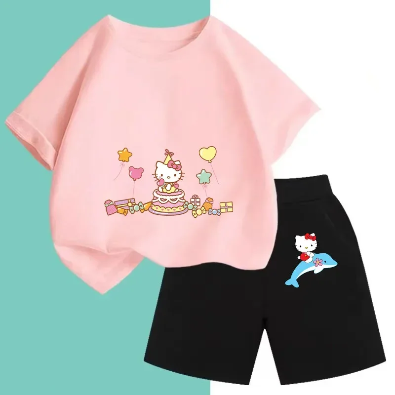 Комплект Детской Одежды Hello Kitty — Милая Звуковая Интерактивная Футболка И Шорты Для Девочек И Мальчиков (art.: 3920caa624d64) - 3920caa624d64