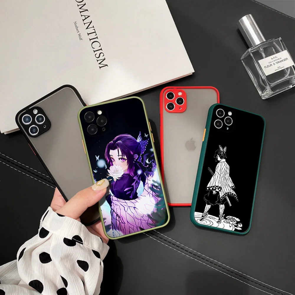 Чехол для телефона для iphone 16 15 14 Pro Max 7 8 Plus 11 12 13 Mini XR XSMax 16Pro Kochou Shinobu Demon Slayer, матовый полупрозрачный чехол