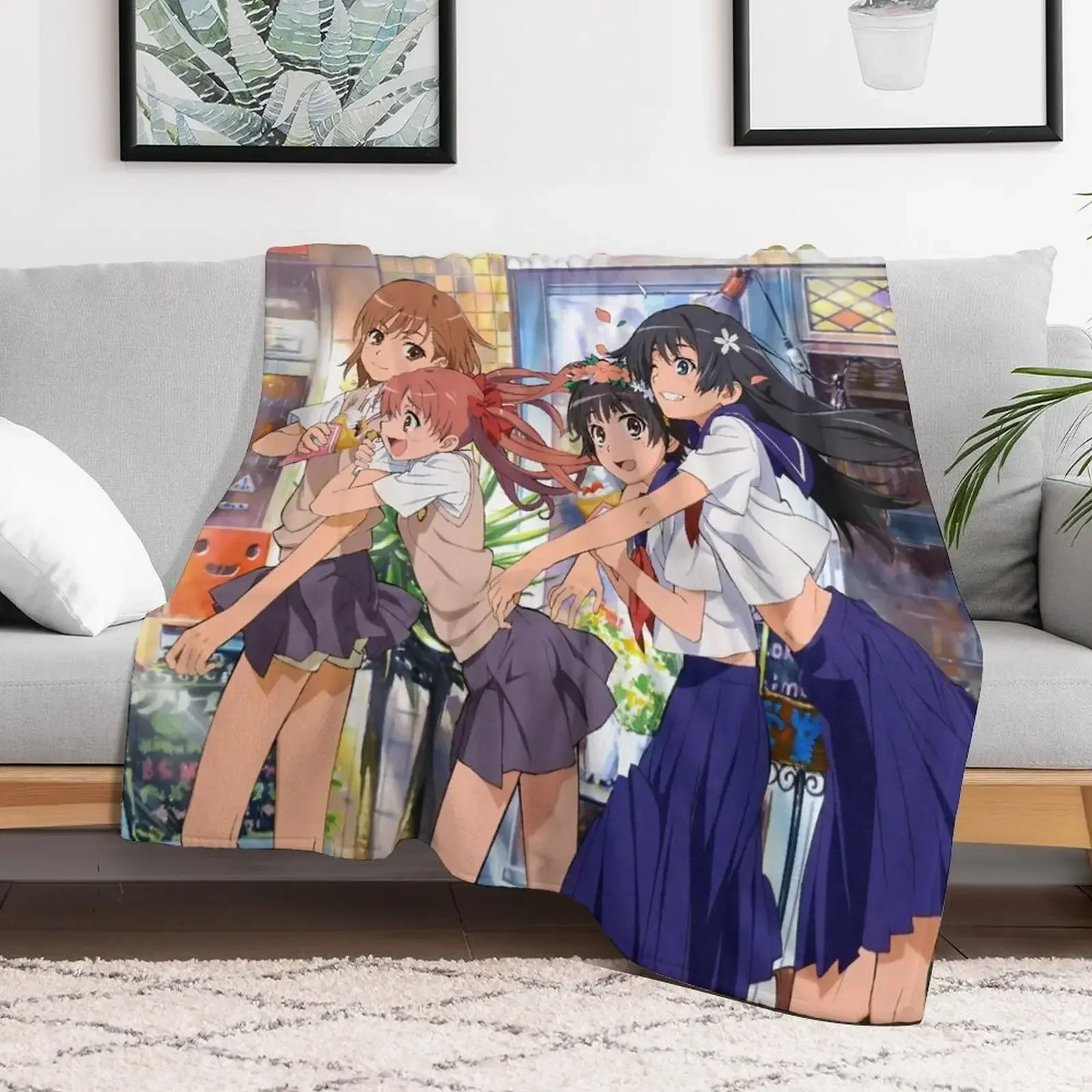 Toaru Kagaku - Misaka Mikoto, Shirai Kuroko, Saten Ruiko, Uiharu Kazari Плед Одеяла Для Волос Диваны Декоративные Одеяла
