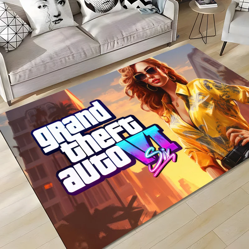 15-размерный ковер Grand Theft Auto GTA VI Game Gamer с узором для гостиной, коврик для ванной комнаты, креативный коврик для спальни