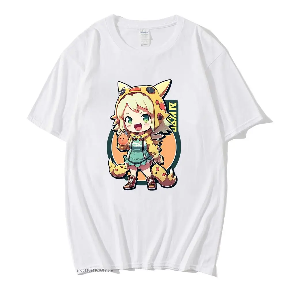 Футболка Hololive Amano Pikamee, мультяшная летняя одежда, футболки с круглым вырезом и коротким рукавом, милые футболки с графическим рисунком для мальчиков и девочек, унисекс, 100% хлопок