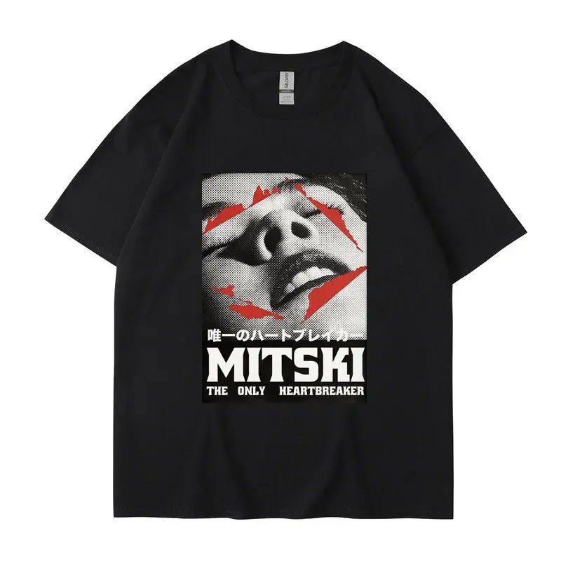 Футболка Mitski Мужская/женская с коротким рукавом, Модная стильная повседневная рубашка оверсайз с изображением музыкального альбома сердцебиения, хлопковая уличная одежда