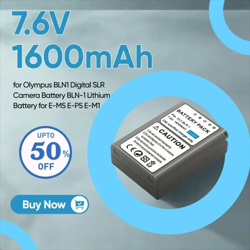 7,6 В, 1600 мАч, подходит для Olympus BLN1, аккумулятор для цифровой зеркальной камеры, литиевая батарея BLN-1 для E-M5 E-P5 E-M1