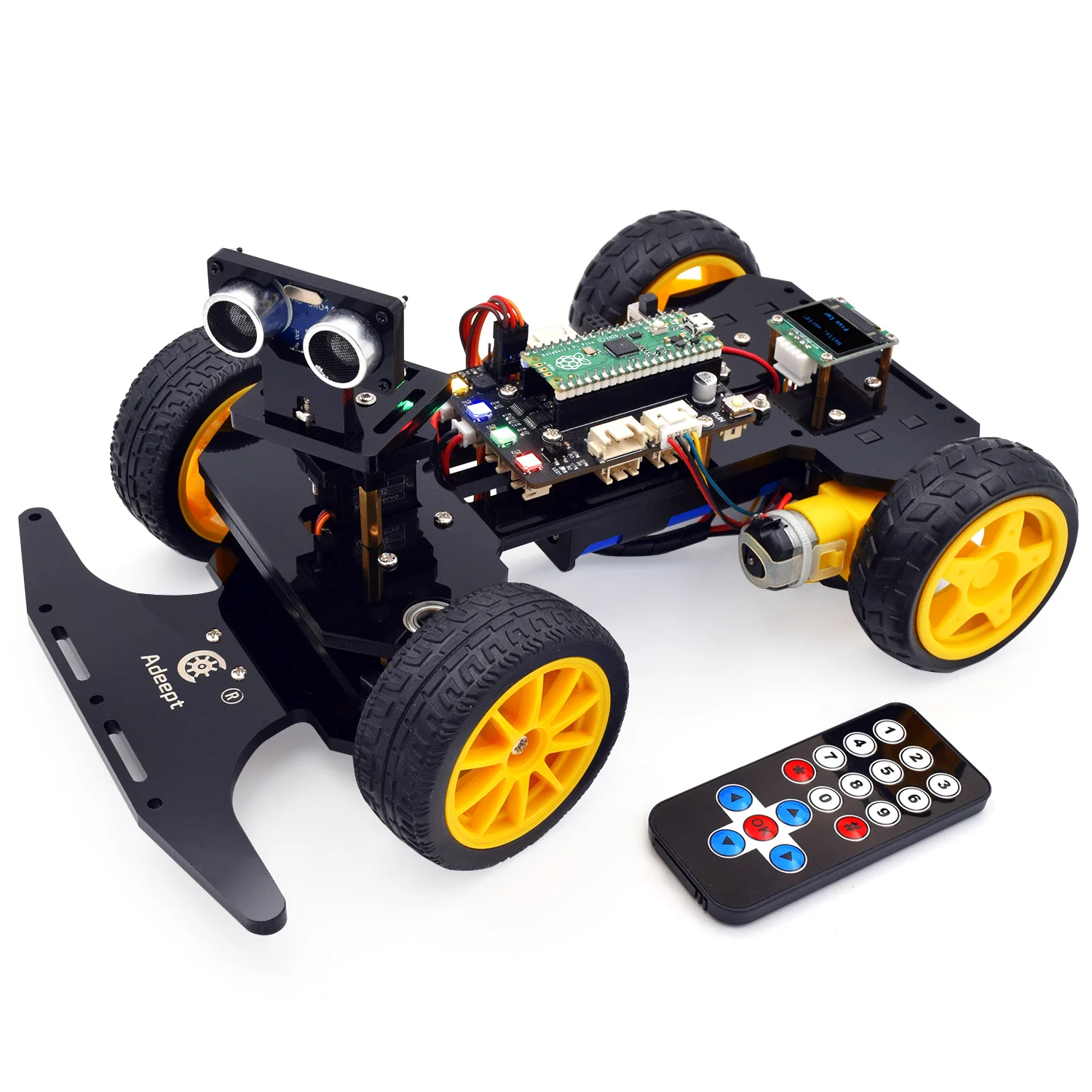Умный автомобильный комплект Adeept для Raspberry Pi Pico, отслеживание линий, предотвращение препятствий, OLED-дисплей