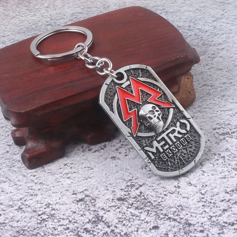 Фото Game Metro Exodus 2033 Keychain Spartan Rangers Logo Keyring Dog Tag Skull Pendant for Women Men Jewelry №4