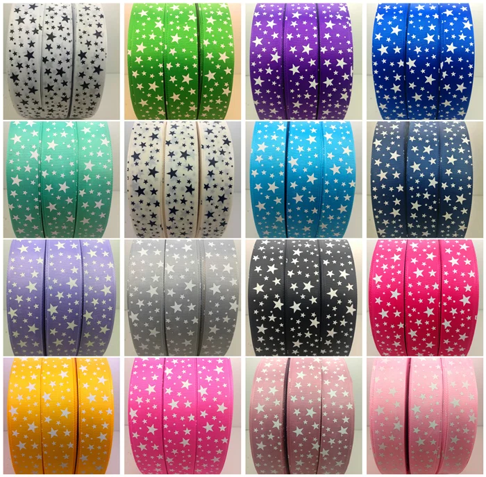 Лента Grosgrain с принтом в виде звезд, 5 ярдов, 15 мм, 20 мм, 25 мм, 38 мм, для рождественского свадебного украшения, бант, «сделай сам», для шитья, рукоделия