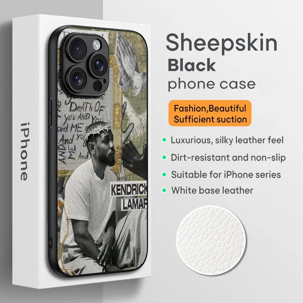 Kend-ricks Lamar крутой узор певца Чехол для телефона для iPhone 16, 15, 14, 13, 12, 11 Plus Pro Max Limited Черный жесткий чехол из овчины