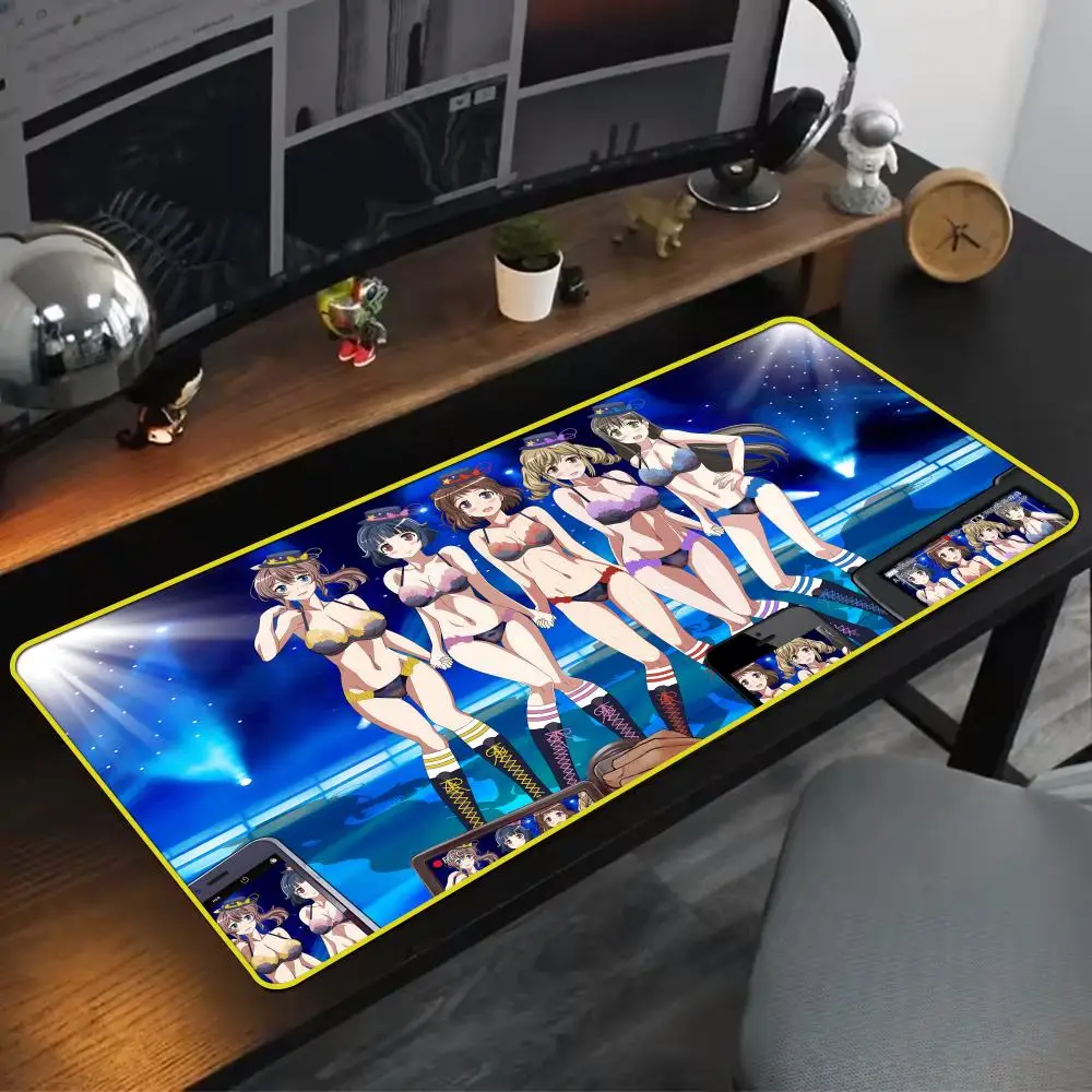 Фото Крутой коврик для мыши T-The Idolmaster CGSS 90x40 см, цветной замок, чистый натуральный каучук, настольный коврик для мыши, противоскользящий большой коврик для мыши №4