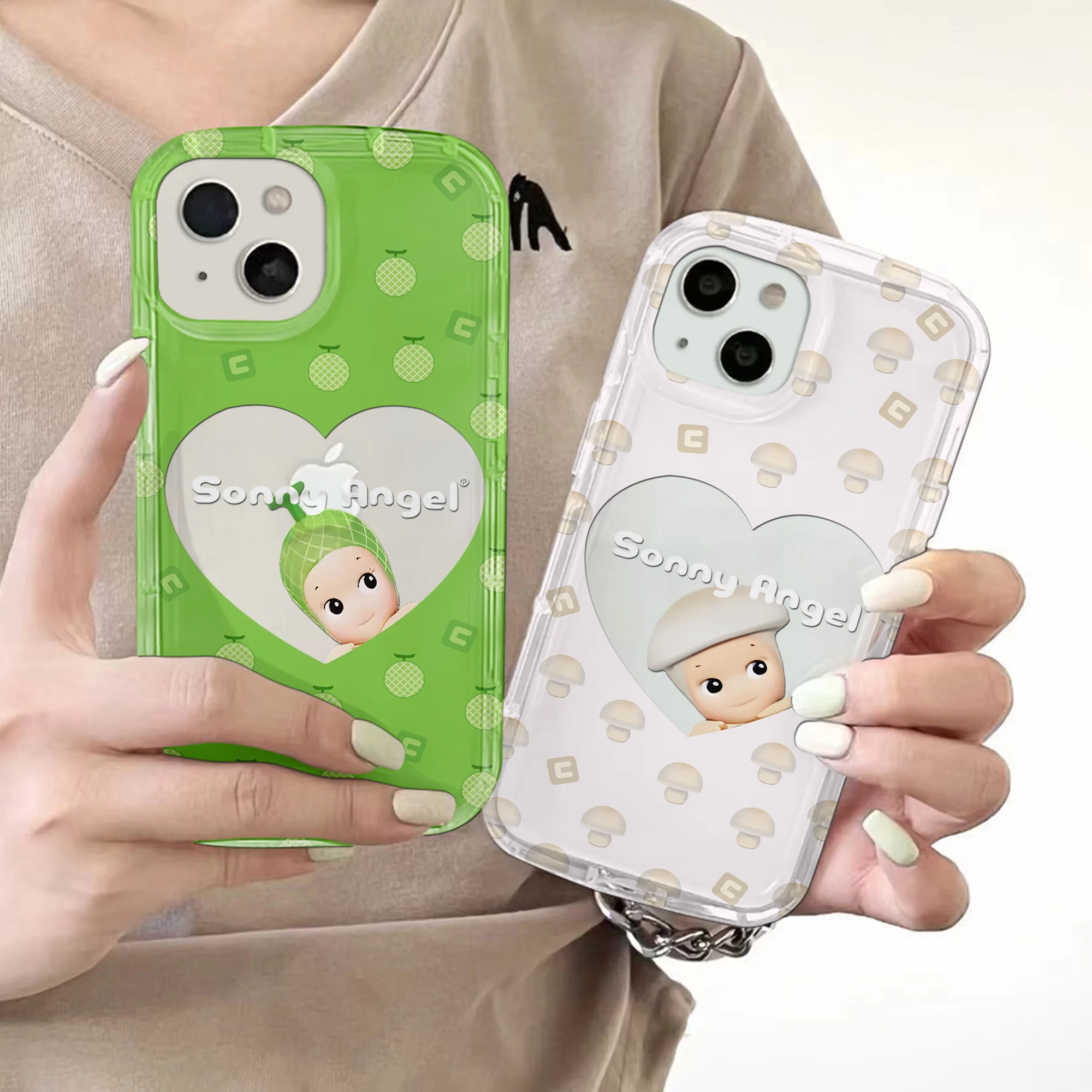 Фото Прозрачный чехол S-Sonnies с изображением ангелов и фруктов для Samsung Galaxy S10, S20, S20, S21, S21, S22, S23, S24, FE, Ультрамодный противоударный чехол с подушкой безопасности №2